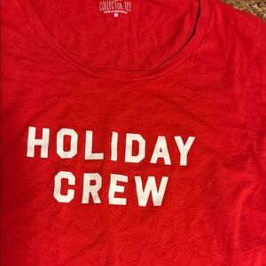 J. Crew Red Holiday Crew Graphic Tee with White Lettering